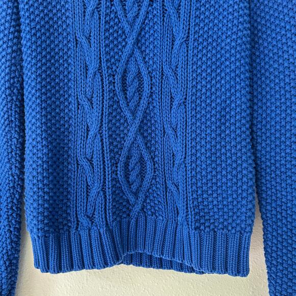Lauren Ralph Lauren cable knit roll neck turtleneck sweater preppy royal blue M - Picture 7 of 13